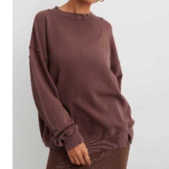aerie The Chill Boxy Sweatshirt in Cocoa Brown * EUC* Small - Picture 3 of 8